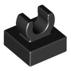 Tile, Modified 1 x 1 with Open O Clip - Black