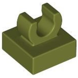 Tile, Modified 1 x 1 with Open O Clip - Olive Green Tile, Modified 1 x 1 with Open O Clip - Olive Green