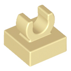 Tile, Modified 1 x 1 with Open O Clip - Tan Tile, Modified 1 x 1 with Open O Clip - Tan