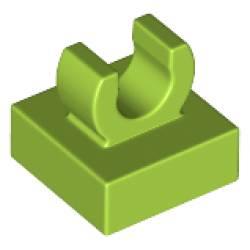 Tile, Modified 1 x 1 with Open O Clip - Lime Tile, Modified 1 x 1 with Open O Clip - Lime