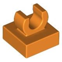 Tile, Modified 1 x 1 with Open O Clip - Orange Tile, Modified 1 x 1 with Open O Clip - Orange