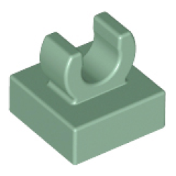 Tile, Modified 1 x 1 with Open O Clip - Sand Green Tile, Modified 1 x 1 with Open O Clip - Sand Green