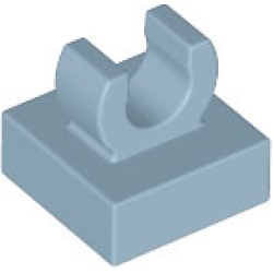 Tile, Modified 1 x 1 with Open O Clip - Sand Blue Tile, Modified 1 x 1 with Open O Clip - Sand Blue