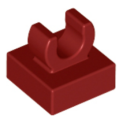 Tile, Modified 1 x 1 with Open O Clip - Dark Red Tile, Modified 1 x 1 with Open O Clip - Dark Red