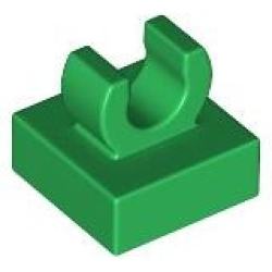 Tile, Modified 1 x 1 with Open O Clip - Green Tile, Modified 1 x 1 with Open O Clip - Green