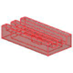 Tile, Modified 1 x 2 Grille (Undetermined Type) - Trans-Red