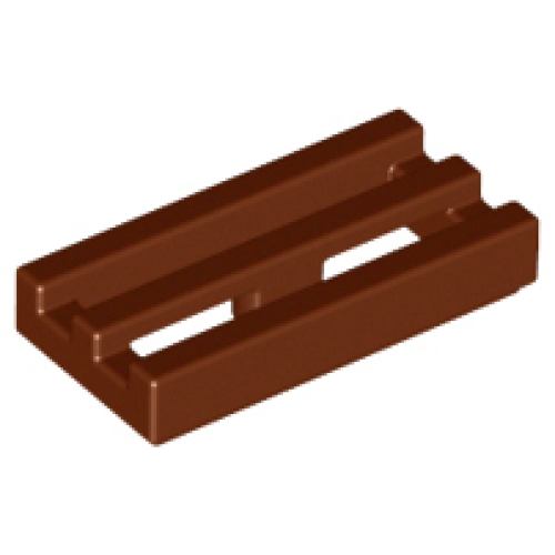 Деталь LEGO 2412b Tile, Modified 1 x 2 Grille with Bottom Groove - Reddish Brown