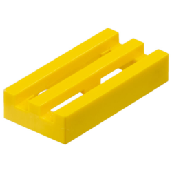 Tile, Modified 1 x 2 Grille without Bottom Groove - Yellow