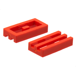 Tile, Modified 1 x 2 Grille without Bottom Groove - Red