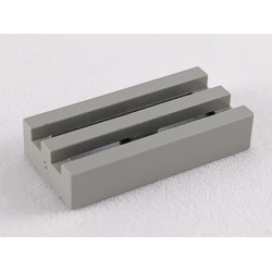 Tile, Modified 1 x 2 Grille without Bottom Groove - Light Gray