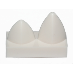 Tile, Modified 1 x 2 with 2 Teeth Vertical - White