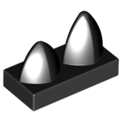 Tile, Modified 1 x 2 with 2 Teeth Vertical - Black