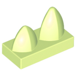 Tile, Modified 1 x 2 with 2 Teeth Vertical - Yellowish Green