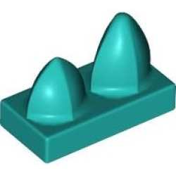 Tile, Modified 1 x 2 with 2 Teeth Vertical - Dark Turquoise