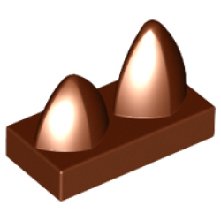 Tile, Modified 1 x 2 with 2 Teeth Vertical - Reddish Brown