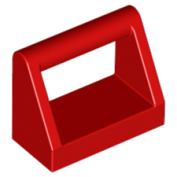 Tile, Modified 1 x 2 with Bar Handle - Red