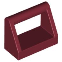 Tile, Modified 1 x 2 with Bar Handle - Dark Red