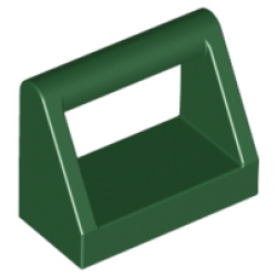Tile, Modified 1 x 2 with Bar Handle - Dark Green