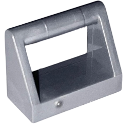Tile, Modified 1 x 2 with Bar Handle - Flat Silver