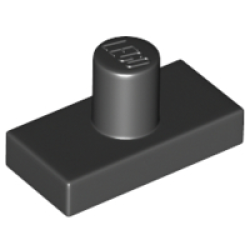 Tile, Modified 1 x 2 with Minifigure Head Post - Black