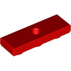 Tile, Modified 1 x 3 Inverted with Hole - Red