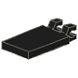 Tile, Modified 2 x 3 with 2 Clips (Undetermined Type) - Black Tile, Modified 2 x 3 with 2 Clips (Undetermined Type) - Black