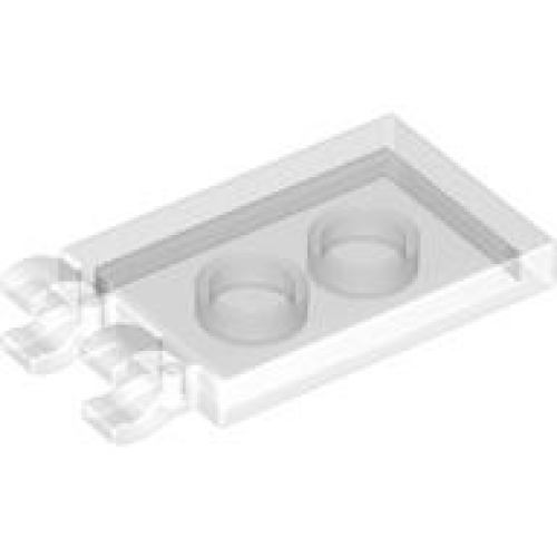 Деталь LEGO 30350b Tile, Modified 2 x 3 with 2 Open O Clips - Trans-Clear