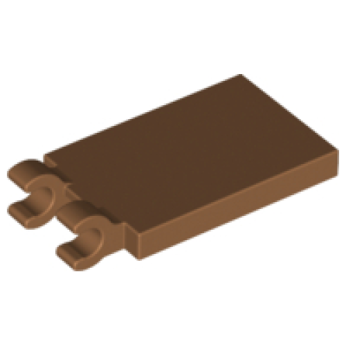 Деталь LEGO 30350b Tile, Modified 2 x 3 with 2 Open O Clips - Medium Nougat