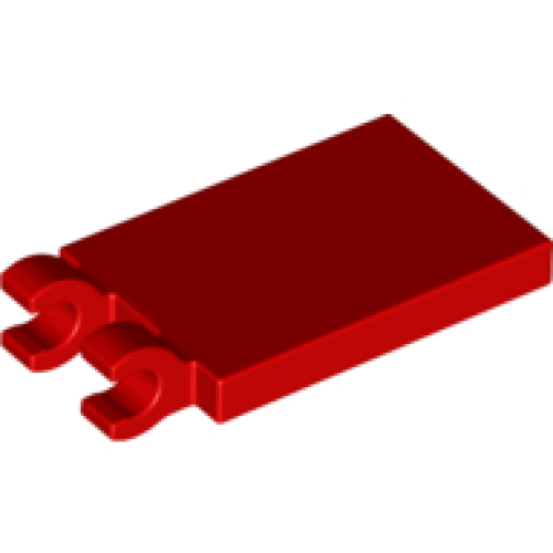 Деталь LEGO 30350b Tile, Modified 2 x 3 with 2 Open O Clips - Red