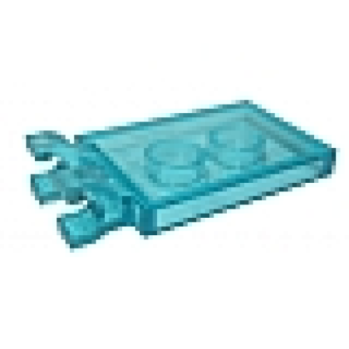 Деталь LEGO 30350c Tile, Modified 2 x 3 with 2 U Clips - Trans-Light Blue