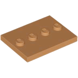 Tile, Modified 3 x 4 with 4 Studs in Center - Medium Nougat Tile, Modified 3 x 4 with 4 Studs in Center - Medium Nougat