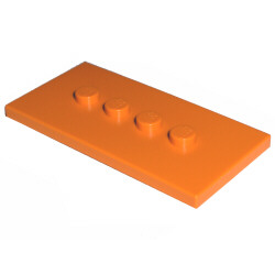 Tile, Modified 3 x 6 with 4 Studs in Center - Orange Tile, Modified 3 x 6 with 4 Studs in Center - Orange