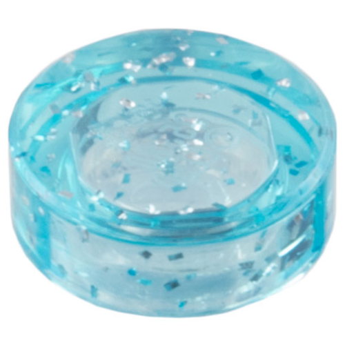 Деталь LEGO 98138 Tile, Round 1 x 1 - Glitter Trans-Light Blue