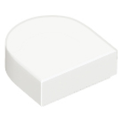 Tile, Round 1 x 1 Half Circle Extended - White