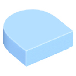 Tile, Round 1 x 1 Half Circle Extended - Bright Light Blue