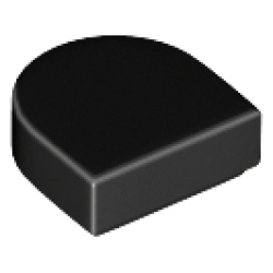 Tile, Round 1 x 1 Half Circle Extended - Black