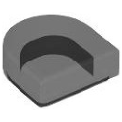 Tile, Round 1 x 1 Half Circle Extended - Trans-Black
