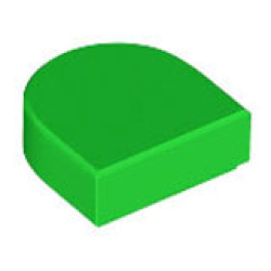 Tile, Round 1 x 1 Half Circle Extended - Bright Green