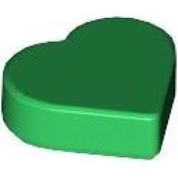 Tile, Round 1 x 1 Heart - Green