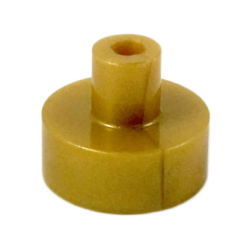 Tile, Round 1 x 1 with Bar and Pin Holder - Pearl Gold