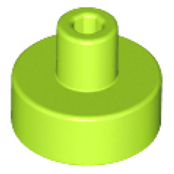 Tile, Round 1 x 1 with Bar and Pin Holder - Lime