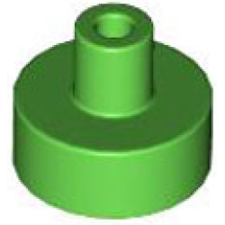 Tile, Round 1 x 1 with Bar and Pin Holder - Bright Green