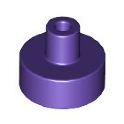 Tile, Round 1 x 1 with Bar and Pin Holder - Dark Purple