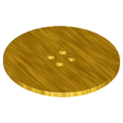 Деталь LEGO 6177 Tile, Round 8 x 8 with 4 Studs in Center - Pearl Gold