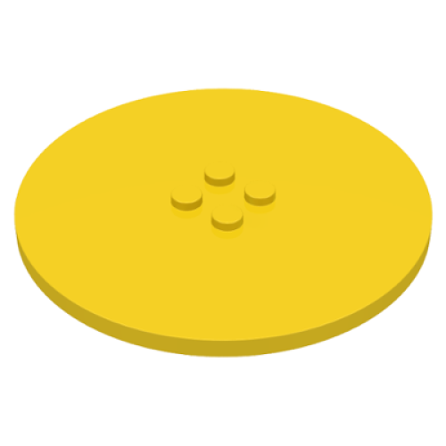 Деталь LEGO 6177 Tile, Round 8 x 8 with 4 Studs in Center - Yellow