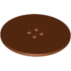 Tile, Round 8 x 8 with 4 Studs in Center - Reddish Brown