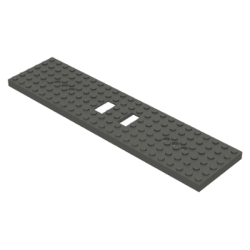 Train Base 6 x 24 with 3 Round Holes Each End - Dark Gray