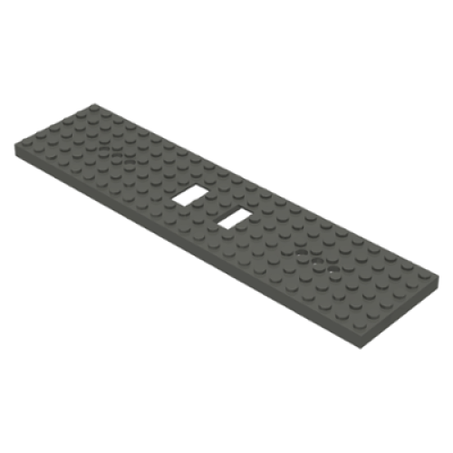 Деталь LEGO 6584a Train Base 6 x 24 with 3 Round Holes Each End - Dark Gray