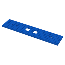Train Base 6 x 28 with 3 Round Holes Each End and 2 x 2 Cutouts - Blue