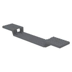 Train Base 6 x 34 Split-Level with Bottom Tubes and Hole at Each End - Dark Bluish Gray